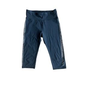 DKNY‎ Sport Y2K Classic Capri Leggings Black Embellished with Rhinestone